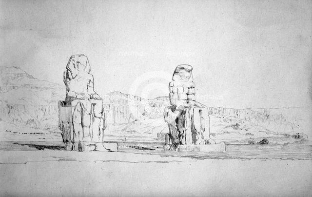 'Statues at Thebes', c1842. Artist: Richard Dudd