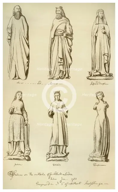 Statues formerly on the outside of Guildhall, City of London, 1783 (1886). Artist: Unknown