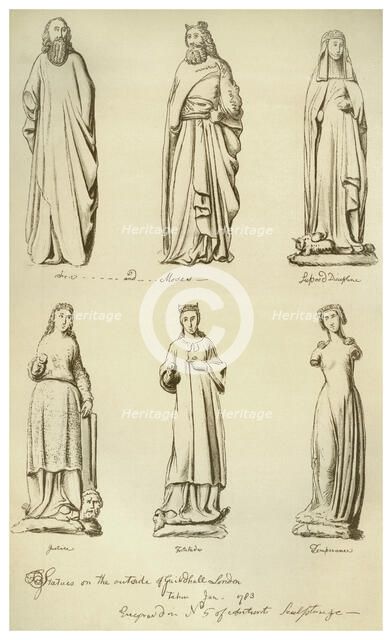 Statues formerly on the outside of Guildhall, City of London, 1783 (1886). Artist: Unknown