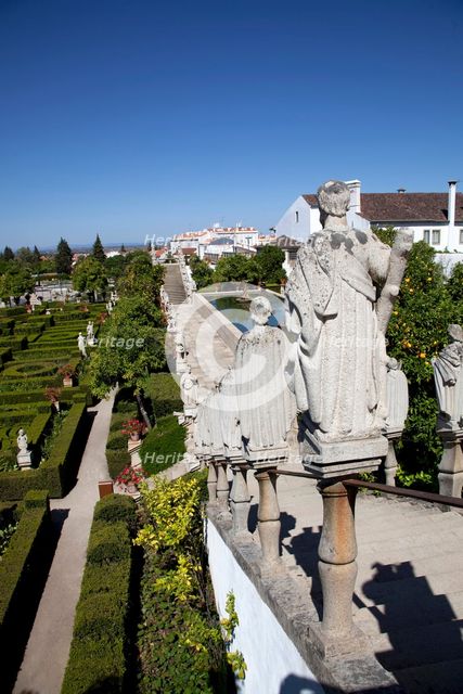 Statues in the Garden of the Episcopal Palace, Castelo Branco, Portugal, 2009.  Creator: Samuel Magal.