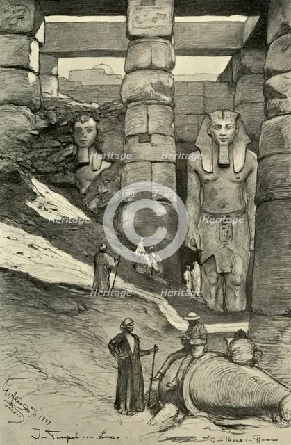Statues in the Luxor Temple, Egypt, 1898. Creator: Christian Wilhelm Allers.