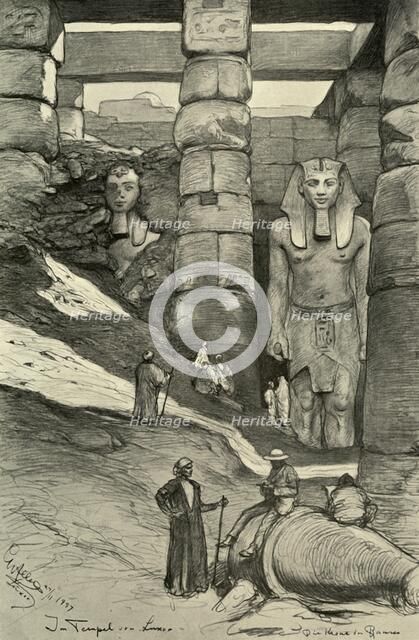 Statues in the Luxor Temple, Egypt, 1898. Creator: Christian Wilhelm Allers.