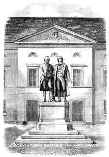 Statues of Goethe and Schiller at Weimar, 1858. Creator: Unknown
