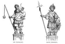 Statues of Gog (Gogmagog) and Magog (Corineus), 1886