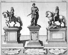 Statues of Kings Charles I and II, 1700. Artist: Anon