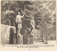Statues of Mercury and Flora, Gardens of Duke di Sora, Frascati, 1681. Creator: Melchior Küsel