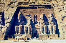 Statues of Rameses II outside the entrance to the main temple at Abu Simbel, Egypt, 13th Century BC