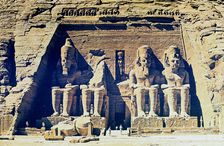 Statues of Rameses II outside the entrance to the main temple at Abu Simbel, Egypt, 13th Century BC