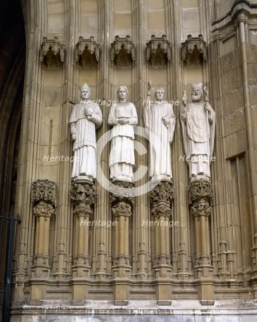 Statues of saints, Cathedral of María Inmaculada of Vitoria, Vitoria-Gasteiz, Spain, 2008.  Creator: LTL.