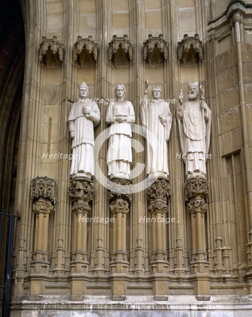 Statues of saints, Cathedral of María Inmaculada of Vitoria, Vitoria-Gasteiz, Spain, 2008.  Creator: LTL.