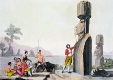 Statues on Easter Island, late 18th century. Creator: C Bottigella