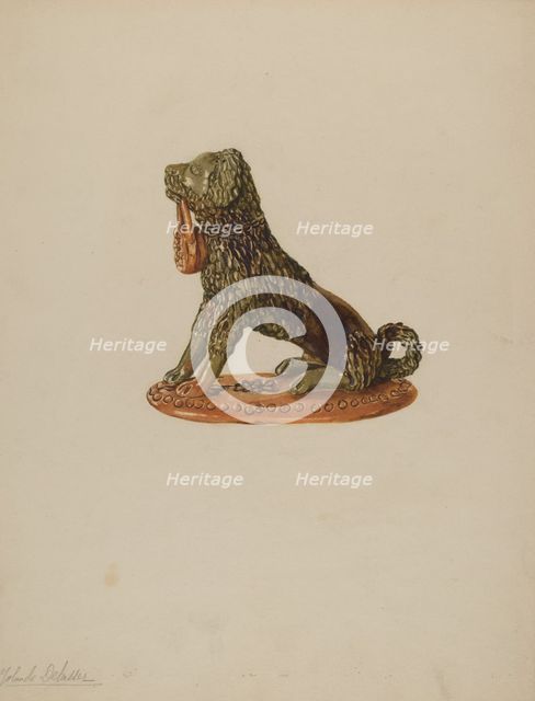 Statuette of a Dog, c. 1938. Creator: Yolande Delasser.