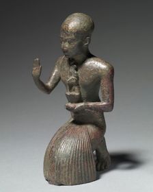 Statuette of a Kneeling Priest, 1186-1069 BC. Creator: Unknown