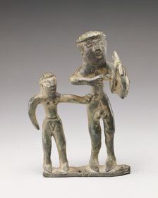 Statuette of a Lyre Player with a Companion, 690-670 BC. Creator: Unknown