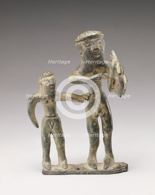 Statuette of a Lyre Player with a Companion, 690-670 BC. Creator: Unknown.