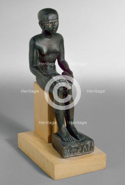 Statuette of Imhotep, eyes inlaid, Late Period (Egypt) (c715-343 BC). Artist: Unknown.