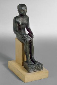Statuette of Imhotep, eyes inlaid, Late Period (Egypt) (c715-343 BC)
