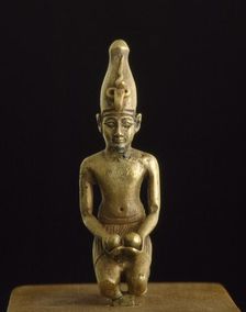 Statuette of king in the white crown offering two wine bowls, XIXth Dynasty (c1292 BC-c1190 BC)