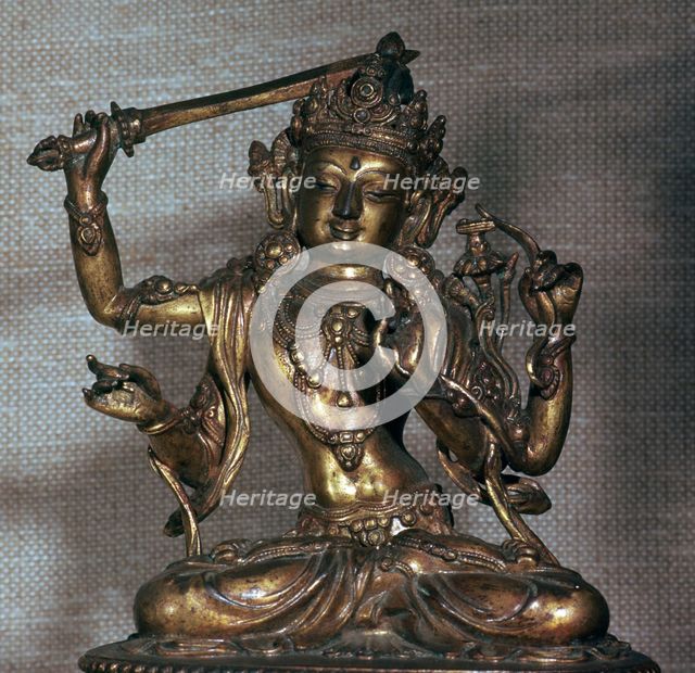 Statuette of the Bodhisattva Manjusri, 15th century. Artist: Unknown