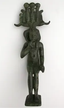 Statuette of the God Horus as a Child (Harpokrates), Egypt, Late Period-early Ptolemaic Period (7th- Creator: Unknown