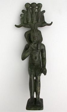 Statuette of the God Horus as a Child (Harpokrates), Egypt, Late Period-early Ptolemaic Period (7th- Creator: Unknown
