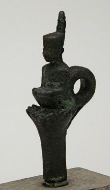Statuette of the Goddess Neith Sitting on a Lotus, Egypt, Late Period (664-332 BCE). Creator: Unknown