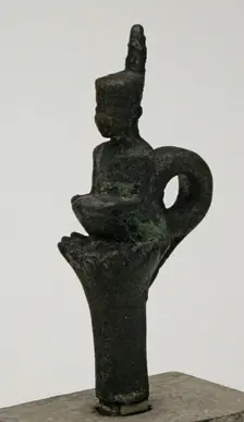 Statuette of the Goddess Neith Sitting on a Lotus, Egypt, Late Period (664-332 BCE). Creator: Unknown