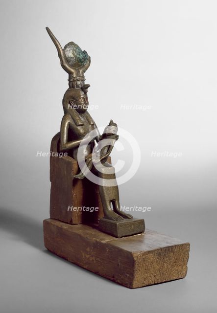 Statuette and stand, Late Period (Egypt), (c715-343 BC). Artist: Unknown.