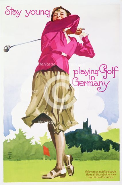 "Stay young, playing golf in Germany", railway poster, c1930. Creator: Unknown.