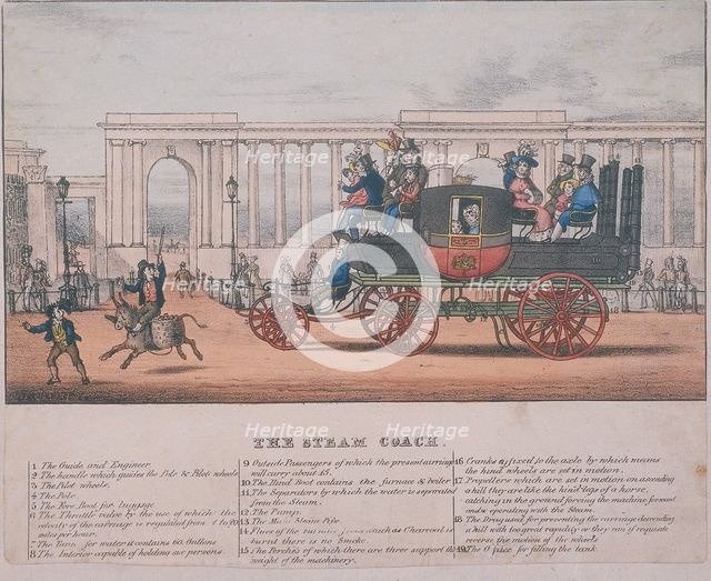 Steam coach at Hyde Park Corner, London, c1830. Artist: Anon