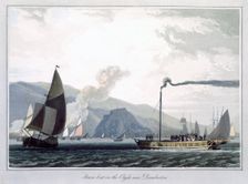 Steam boat on the Clyde near Dumbarton Scotland, 1829. Creator: William Daniell