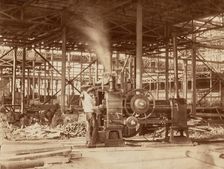 Steam Engine near the Grand Transept, Crystal Palace, 1851. Creator: Philip Henry Delamotte