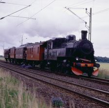 Steam locomotive 1277 and passenger cars, museum railway, Sweden, 1960s. Creator: Unknown