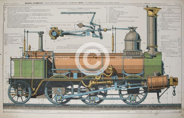Steam locomotive. Artist: Delarue, Fortuné (1794-?)