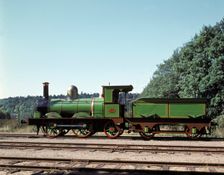 Steam locomotive (OFWJ 8) with wagon from the late 19th century, Swedish. Creator: Unknown