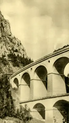 Steam locomotive on the Semmering railway, Lower Austria, c1935. Creator: Unknown