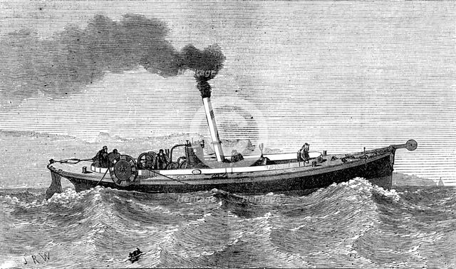 Steam-launch for the cable-ship Faraday, 1874. Creator: Unknown.
