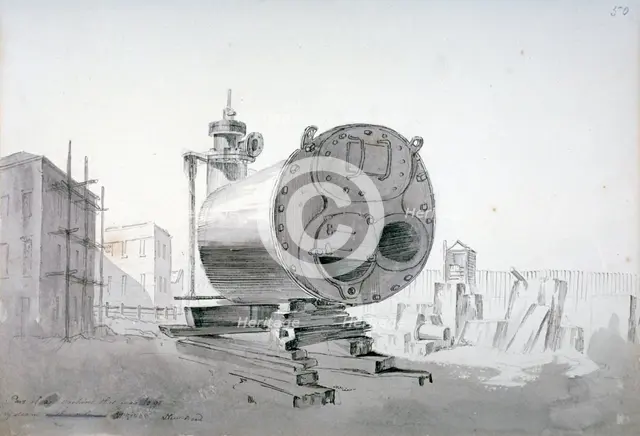 Steam machine, New Road, Islington, London, 1808. Artist: John Claude Nattes