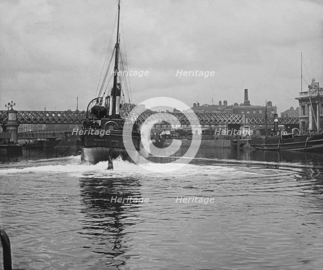 Steam ship (Holly Glasgow) possibly River Liffey, Dublin, Ireland, 1898. Creator: Robert Augustus Henry L'Estrange.