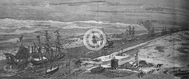 'Steam-Ships Passing Through the Suez Canal', c1882. Artist: Unknown.