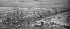 Steam-Ships Passing Through the Suez Canal c1882