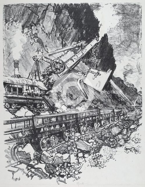Steam Shovel in the Cut at Bas Obispo, 1912. Creator: Joseph Pennell.