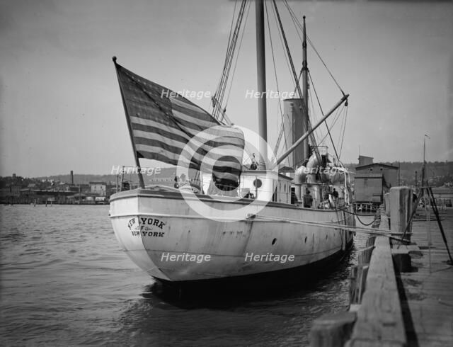 Steam pilot boat at dock, between 1900 and 1905. Creator: Unknown.