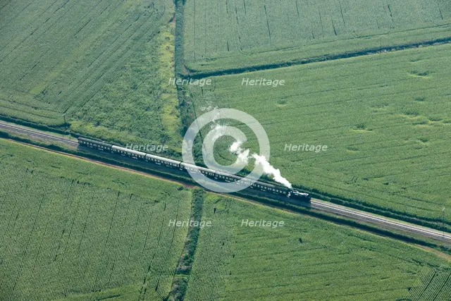 Steam train on the West Somerset Railway near Dunster, Somerset, c2010s(?). Artist: Damian Grady.
