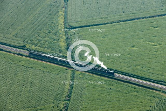 Steam train on the West Somerset Railway near Dunster, Somerset, c2010s(?). Artist: Damian Grady.