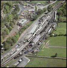 Steam trains at Bridgnorth Station on the private Severn Valley Railway, Shropshire, 1972. Creator: Aerofilms
