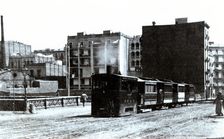 Steam Tram from Barcelona to Sarria, circulating by Balmes Street junction with Aragon Street, 1890