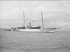 Steam yacht Cressida at anchor, 1914. Creator: Kirk & Sons of Cowes