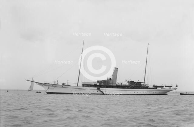 Steam yacht at anchor. Creator: Kirk & Sons of Cowes.