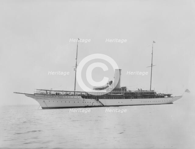 Steam yacht at anchor. Creator: Kirk & Sons of Cowes.
